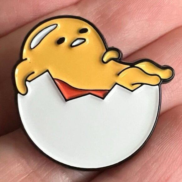Kawaii Sleepy Egg Enamel Pin - Picture 2 of 7